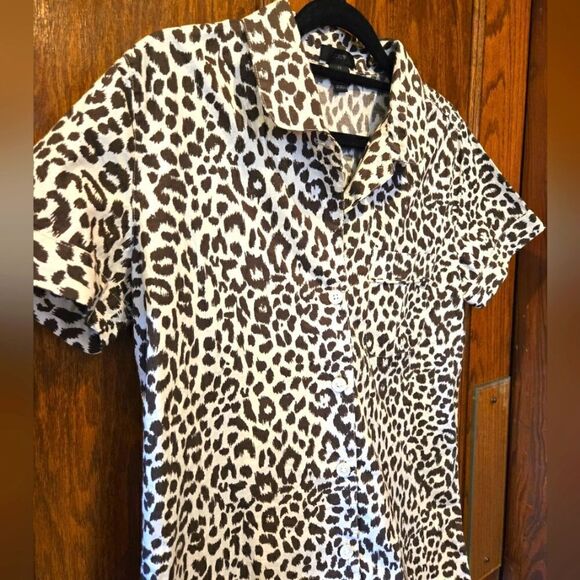 J Crew Animal Print Cotton Camp Shirt Sz XSMALL - Picture 6 of 15